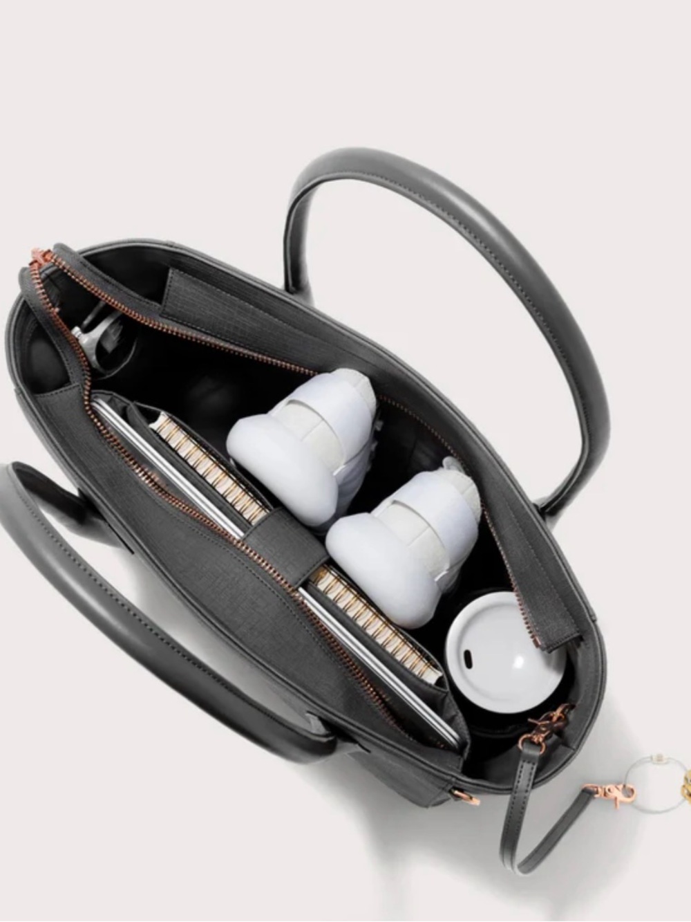 Dagne Dover Structured Legend Tote in Graphite with Rose Gold Accent - Picture 2 of 6